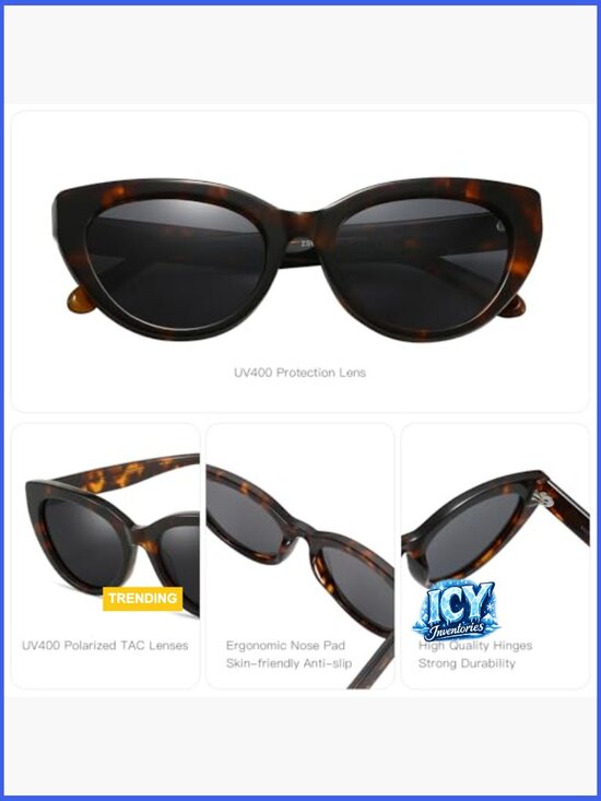 Polarized Retro Cateye Sunglasses with UV400 Protection main image 5